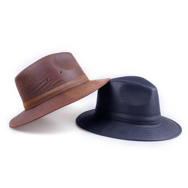 Pair Of Leather Outback Style Hats With Teardrop Crown Gallery Item.png